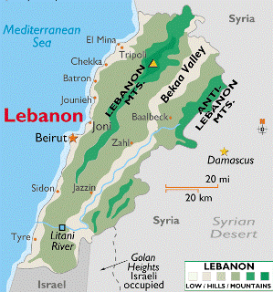 shows the location of the Bekaa Valley 